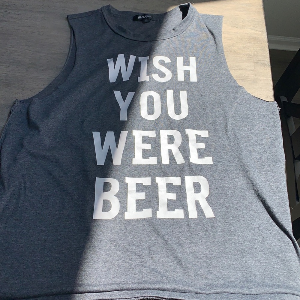 Wish you were beer muscle tee